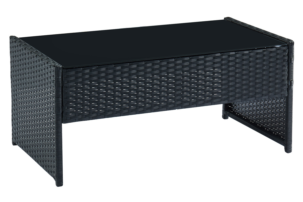 Salon de jardin en r�sine tress�e noire SPIAGGIA