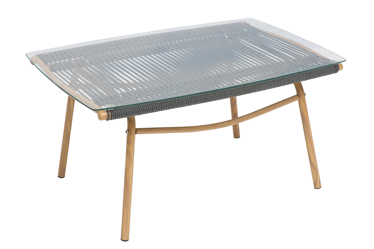 Salon de jardin en tissu gris et mtal avec table basse ANDREA