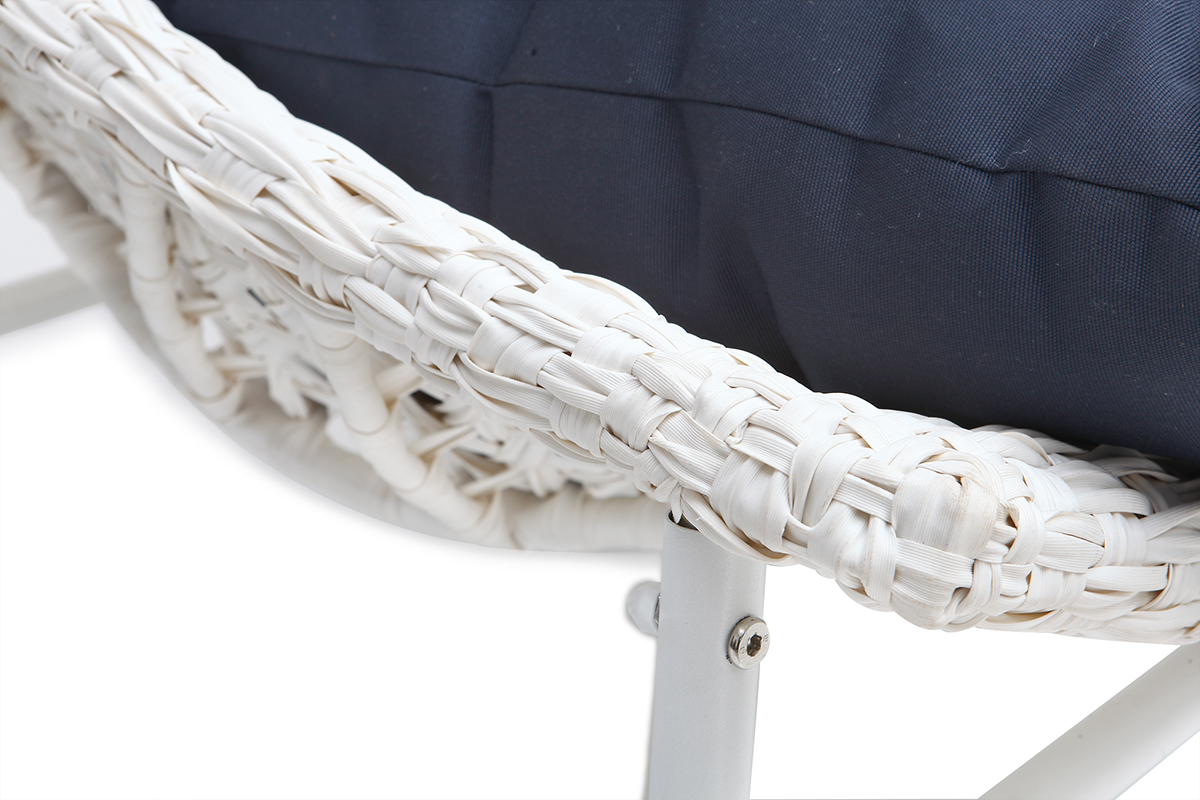 Salon de jardin r�sine tress�e blanc et bleu fonc� avec table basse COMFY
