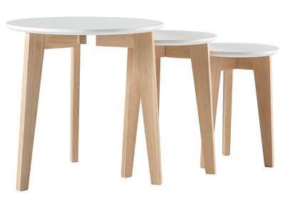 Set de 3 tables gigognes design laqu&eacute;es mat et bois naturel LARGO