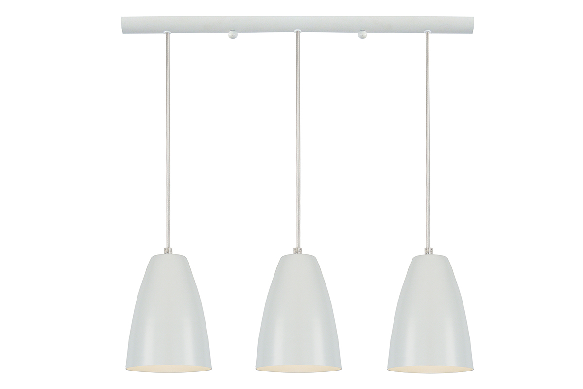 Suspension barre design 3 lumi�res blanc FRIDAY