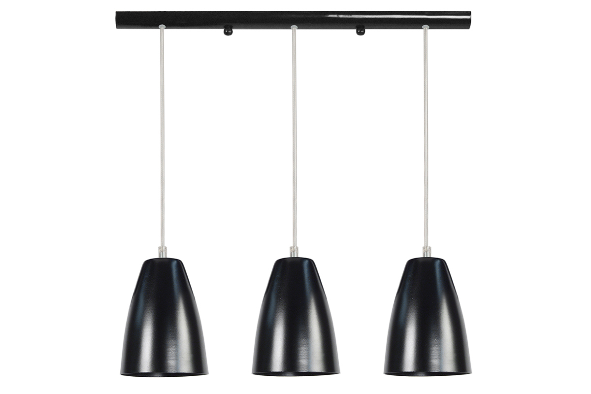Suspension barre design 3 lumi�res noir FRIDAY