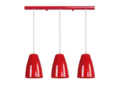 Suspension barre design 3 lumi&egrave;res rouge FRIDAY