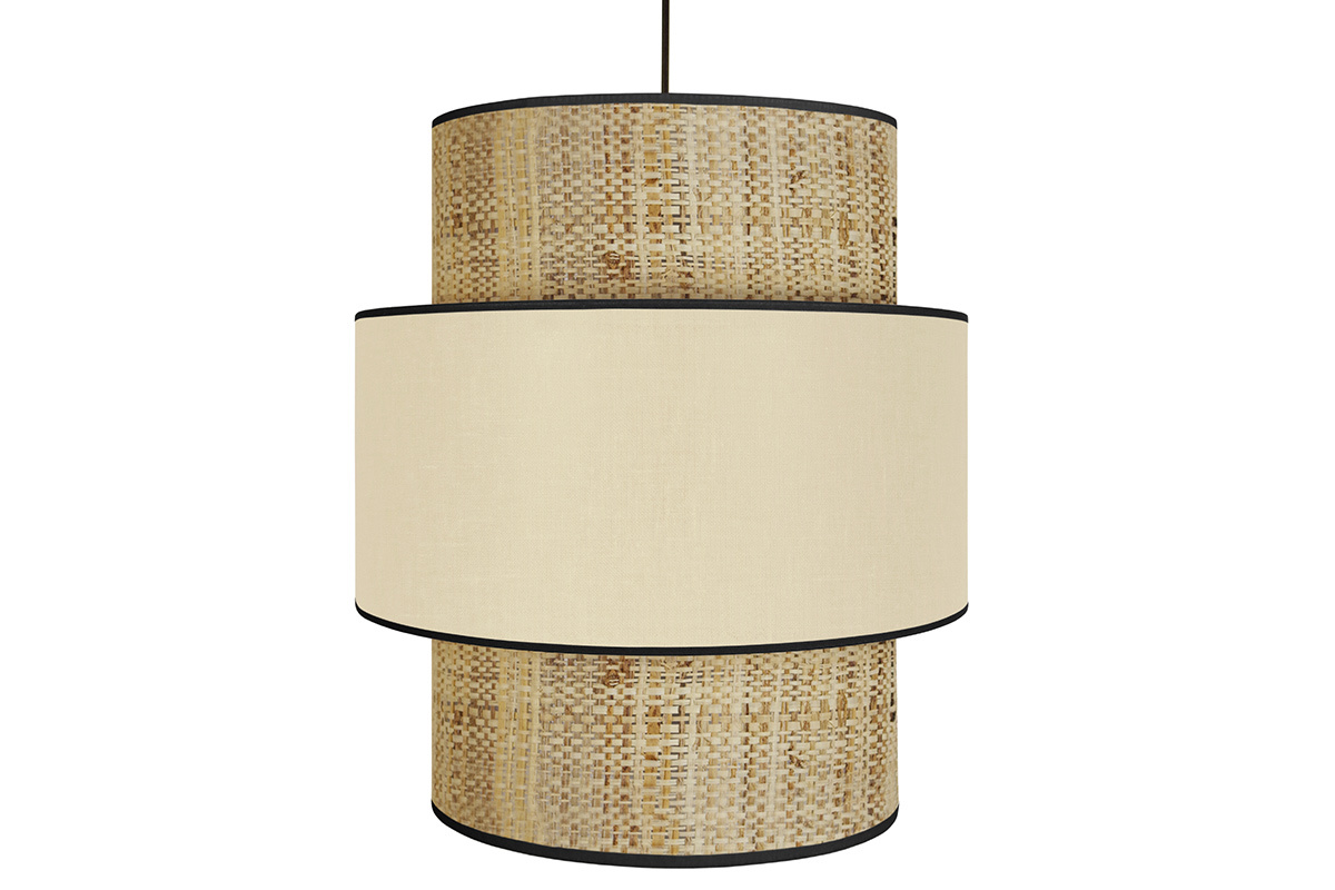 Suspension bimati�re jute et tissu naturel D40 cm CHILL