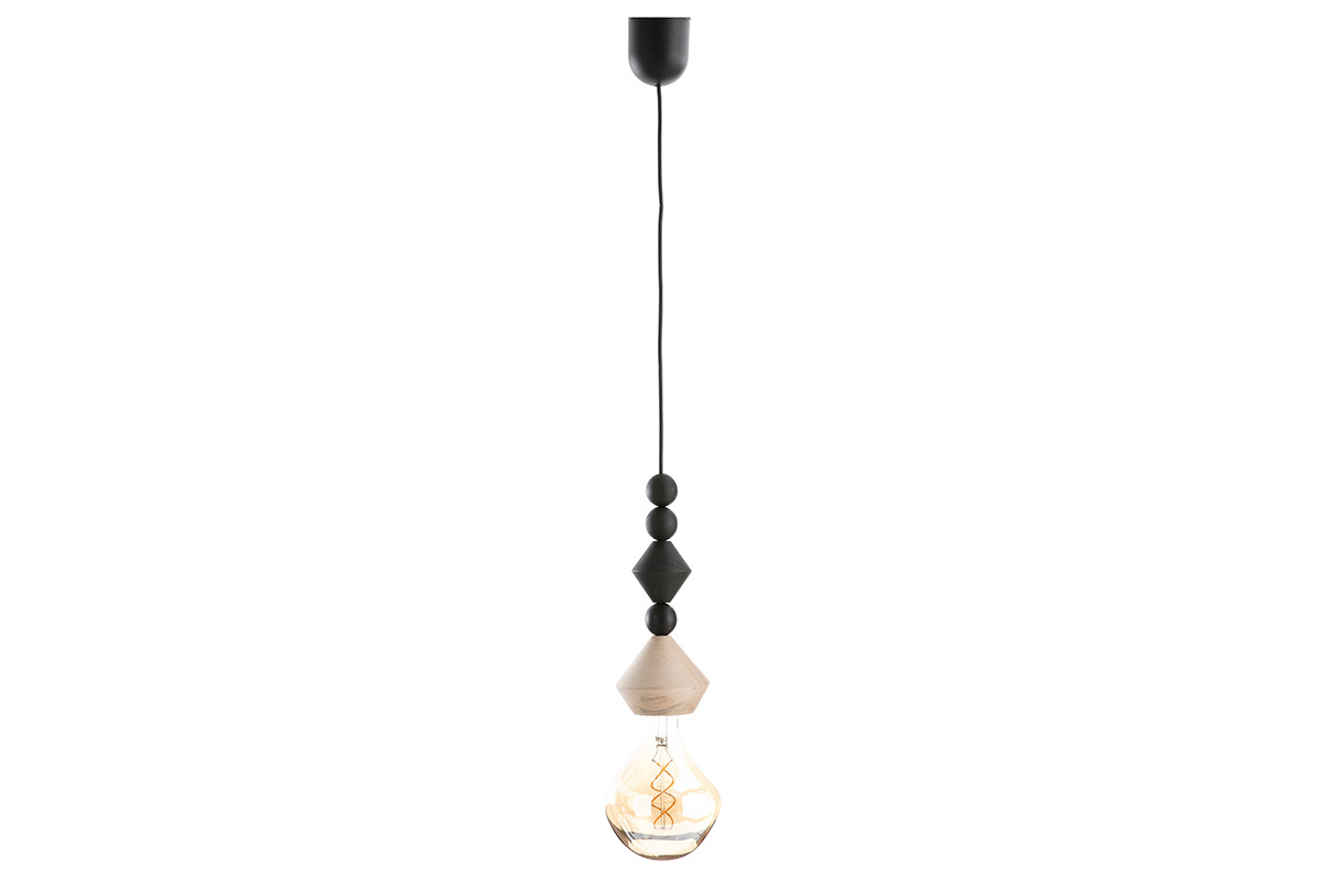 Suspension boulier avec perles bois massif noir AKOYA