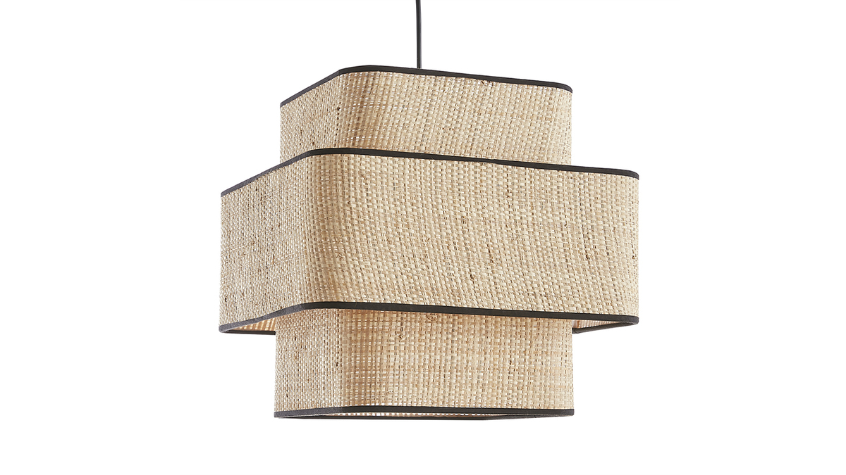 Suspension cube en rabane naturelle L35 cm TERA