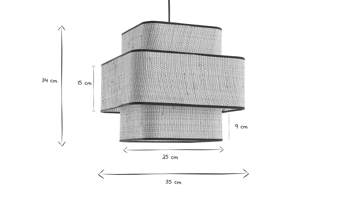 Suspension cube en rabane naturelle L35 cm TERA