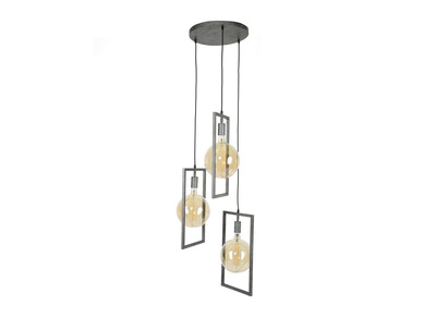Suspension design 3 lampes finition argent vieilli  DIYA