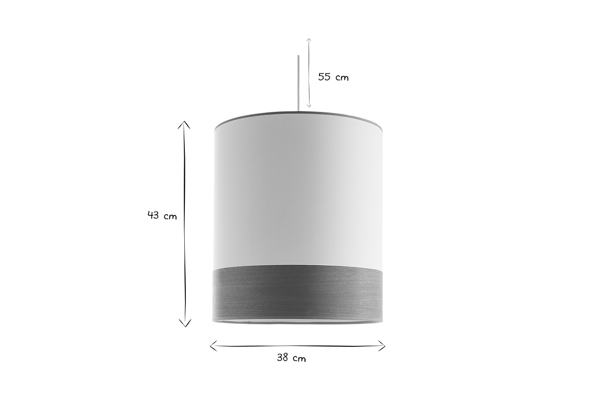 Suspension design bi-matire en coton blanc cass et feuille d'acajou D38 cm SOLAR