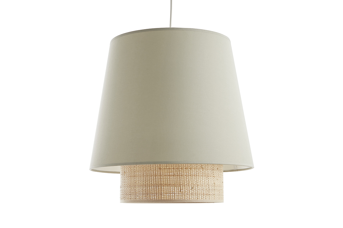 Suspension design bi-matire en rabane et coton vert sauge D40 cm JUME