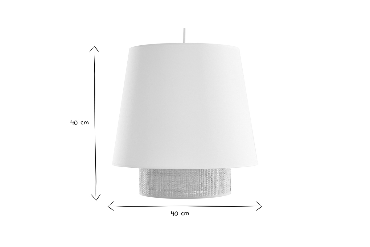 Suspension design bi-matire en rabane et coton vert sauge D40 cm JUME
