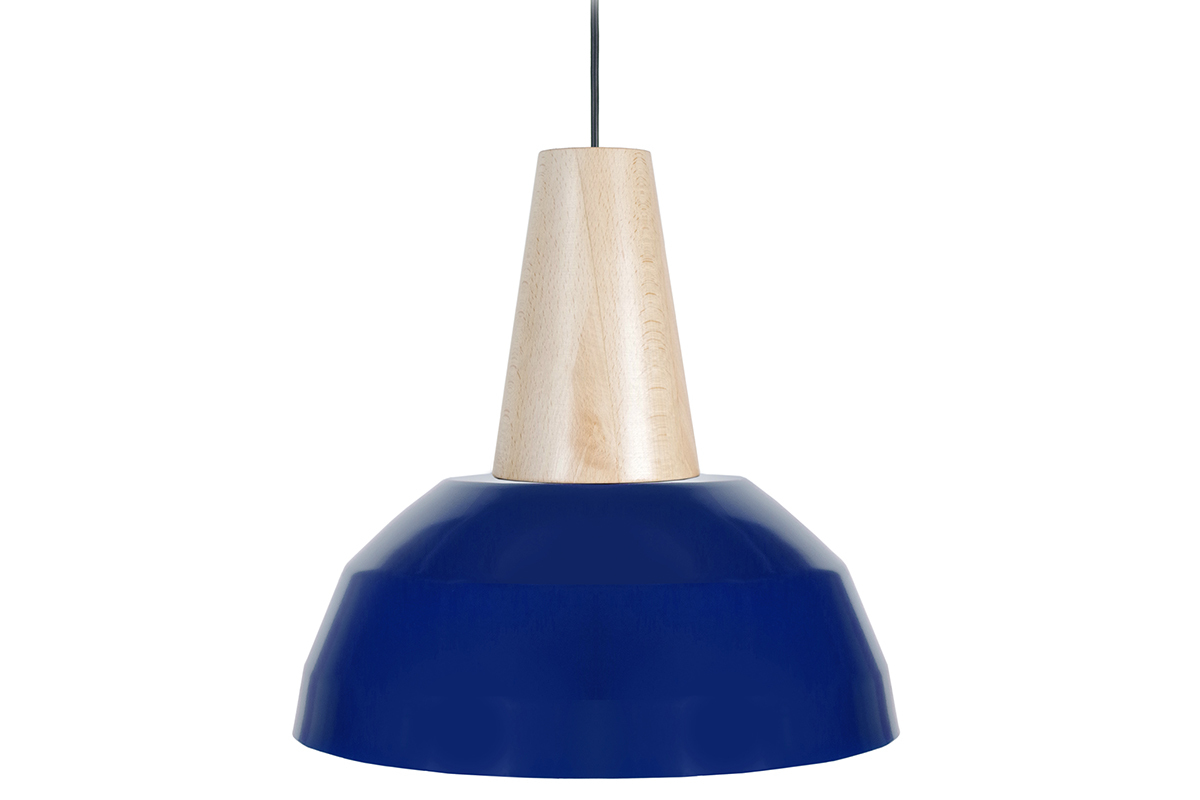 Suspension design bleu et bois PULSE