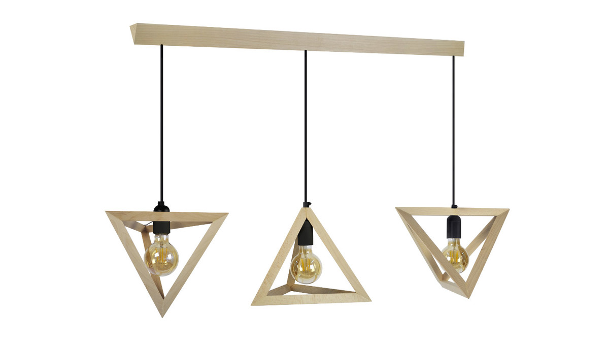 Suspension design en bois 3 lampes DUNE