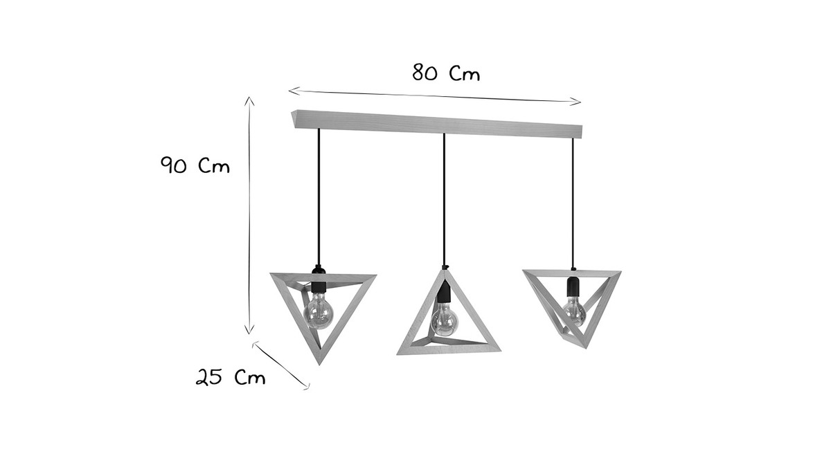 Suspension design en bois 3 lampes DUNE