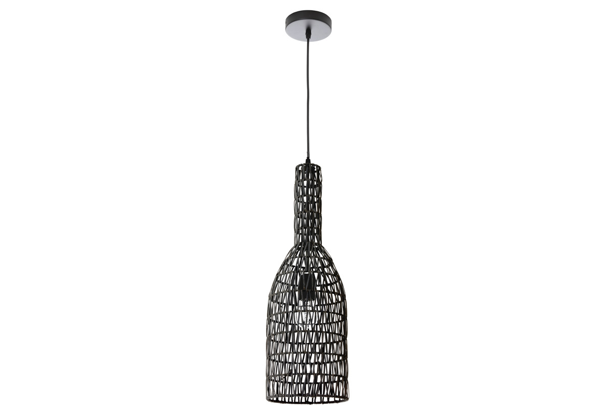 Suspension design en rotin noir D19 cm PHILAE