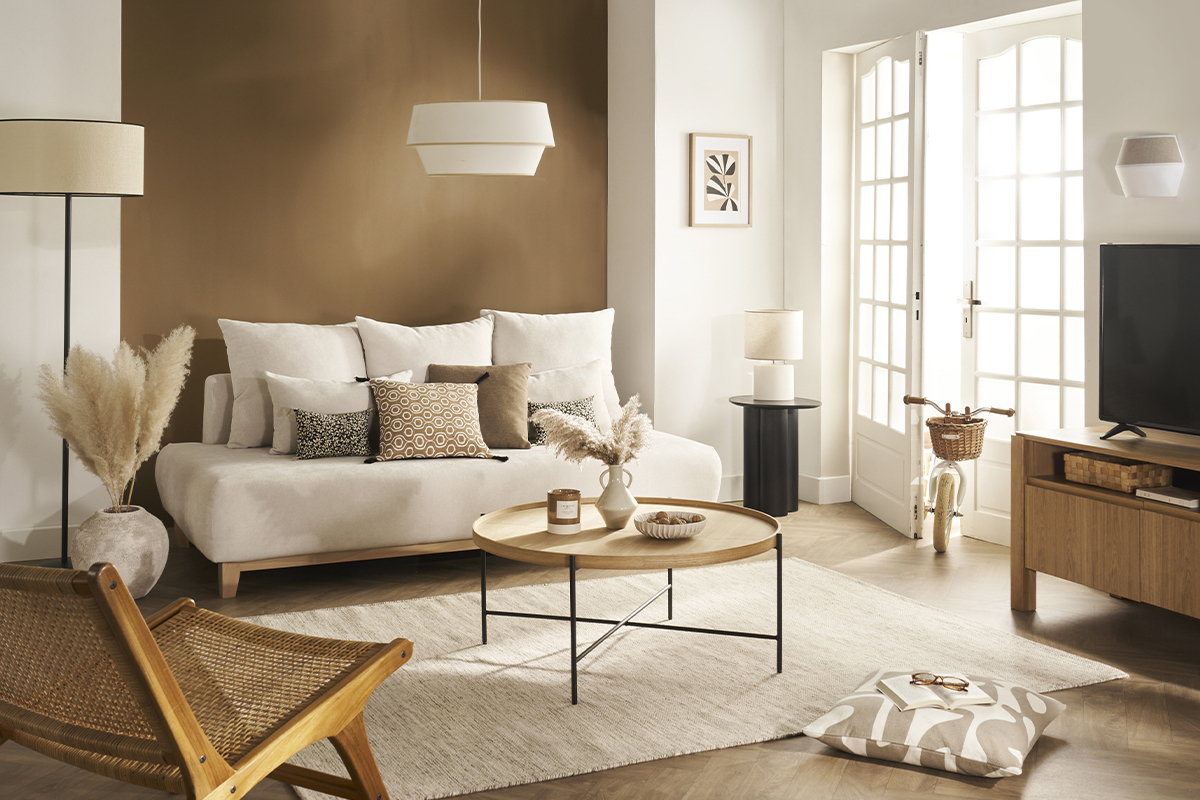Suspension design en tissu coton blanc cass D45 cm SENSA