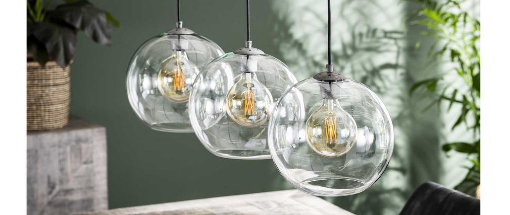 Suspension design en verre souffl� et m�tal vieilli COSMO