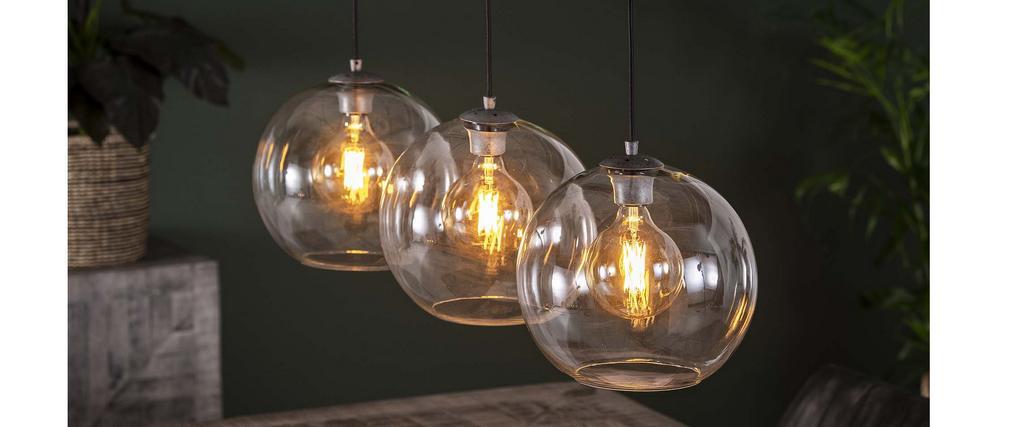 Suspension design en verre souffl� et m�tal vieilli COSMO