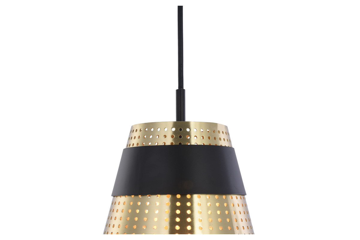 Suspension design m�tal perfor� dor� et noir TRENTO