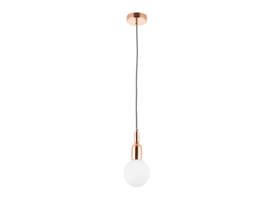 Suspension design m&eacute;tal rose dor&eacute; et globe verre BULB