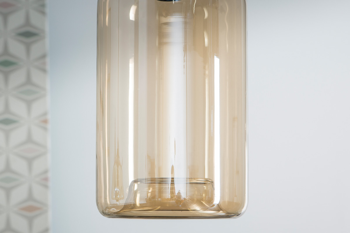 Suspension design verre souffl� fum� MILAN
