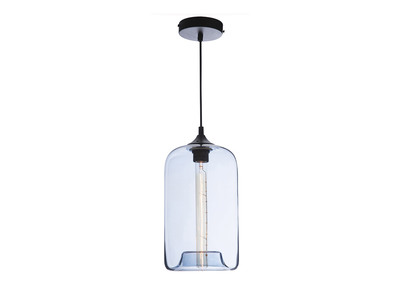 Suspension design verre souffl&eacute; transparent bleu MILAN