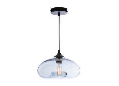 Suspension design verre souffl&eacute; transparent bleu MISTIC