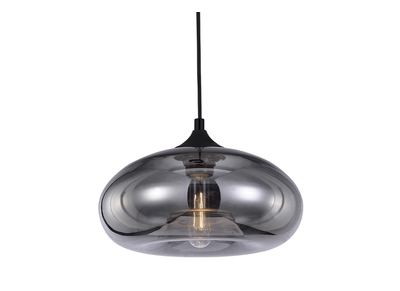 Suspension design verre souffl&eacute; transparent noir MISTIC