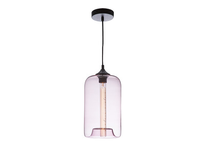 Suspension design verre souffl&eacute; transparent rose MILAN
