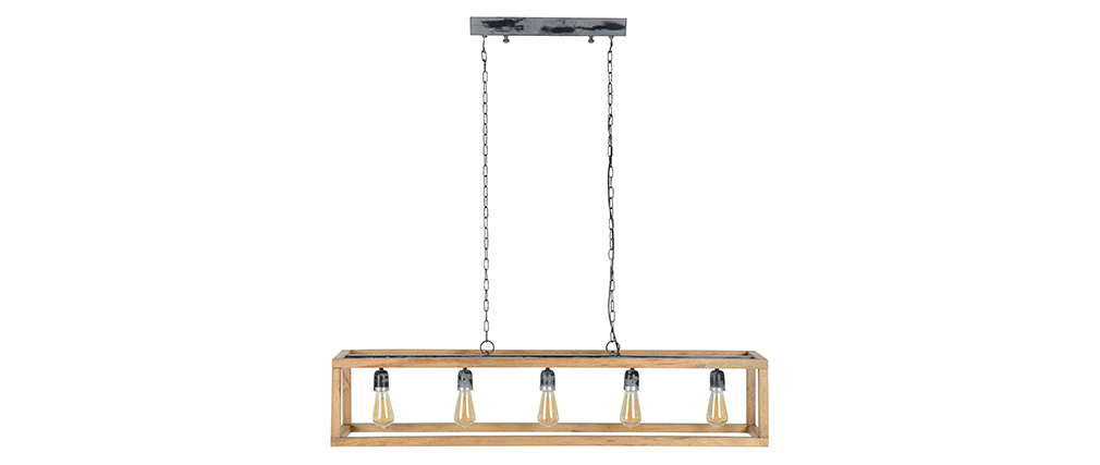 Suspension en manguier 5 ampoules L125 cm BOSCO