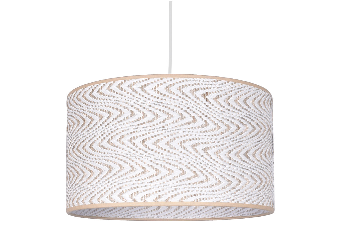 Suspension en rabane naturelle et blanche D35 cm HOCHO