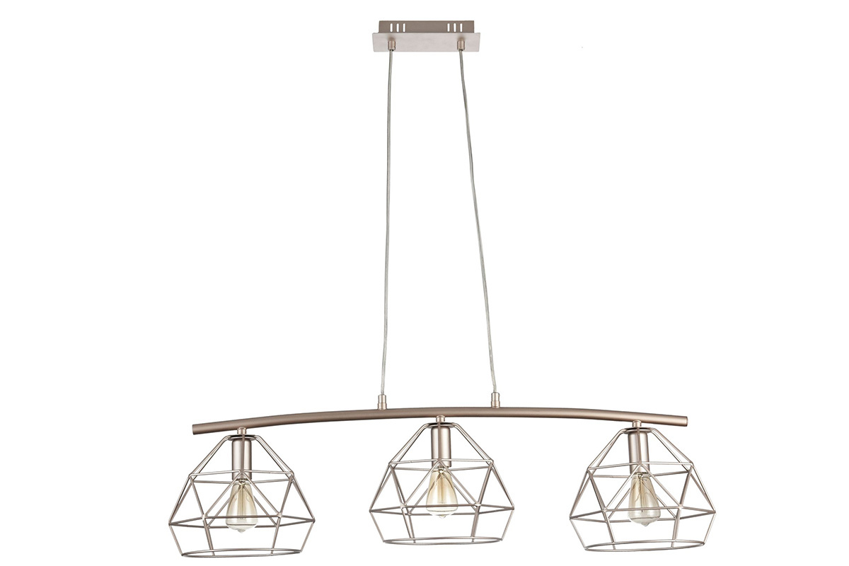 Suspension filaire design m�tal beige 3 lampes BALUNG