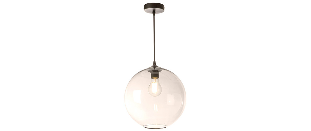 Suspension globe en verre ambr� D30 cm DUNA