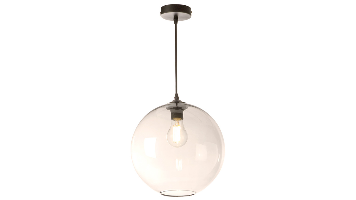 Suspension globe en verre ambr D30 cm DUNA