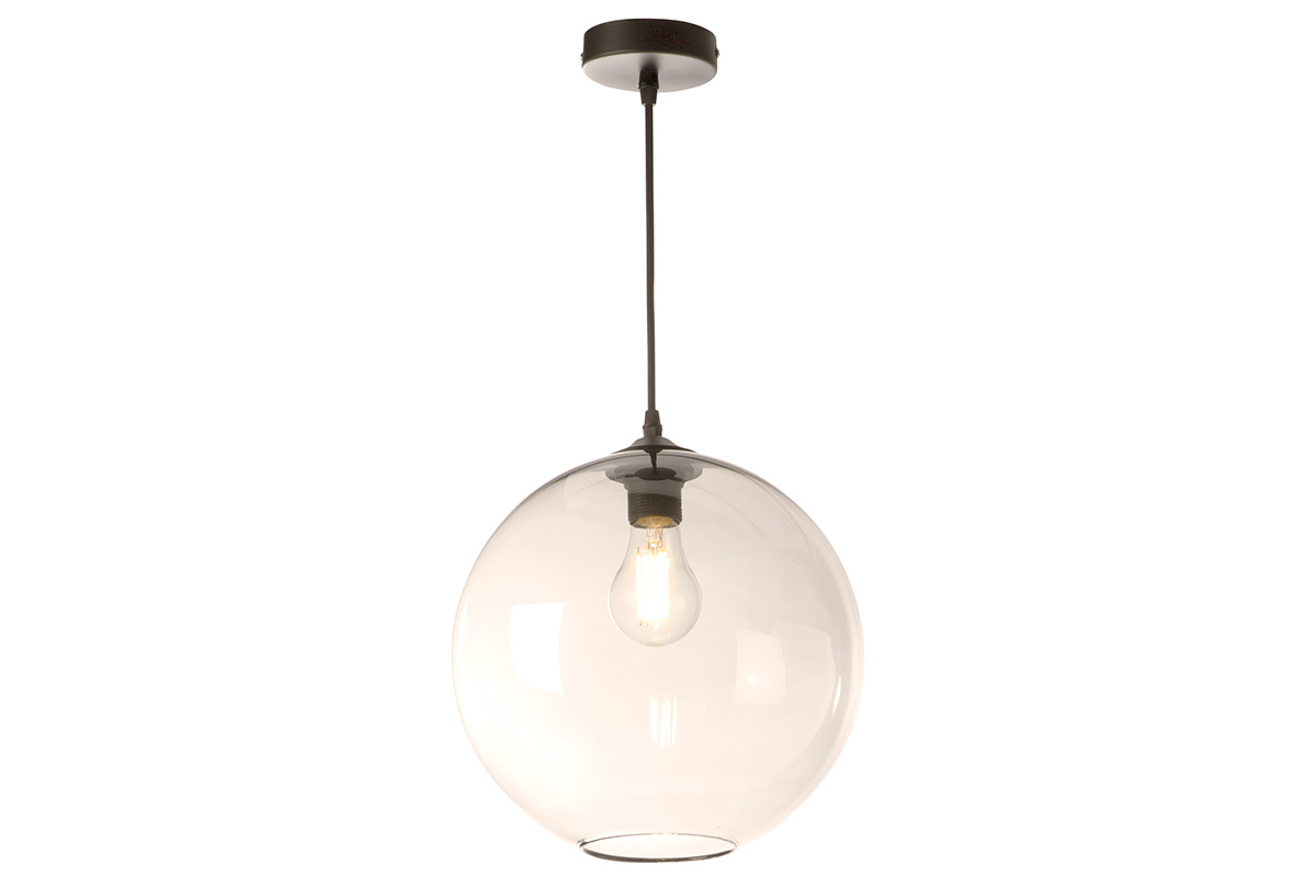 Suspension globe en verre ambr D30 cm DUNA