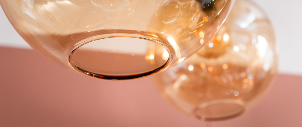 Suspension globe en verre ambr� D30 cm DUNA