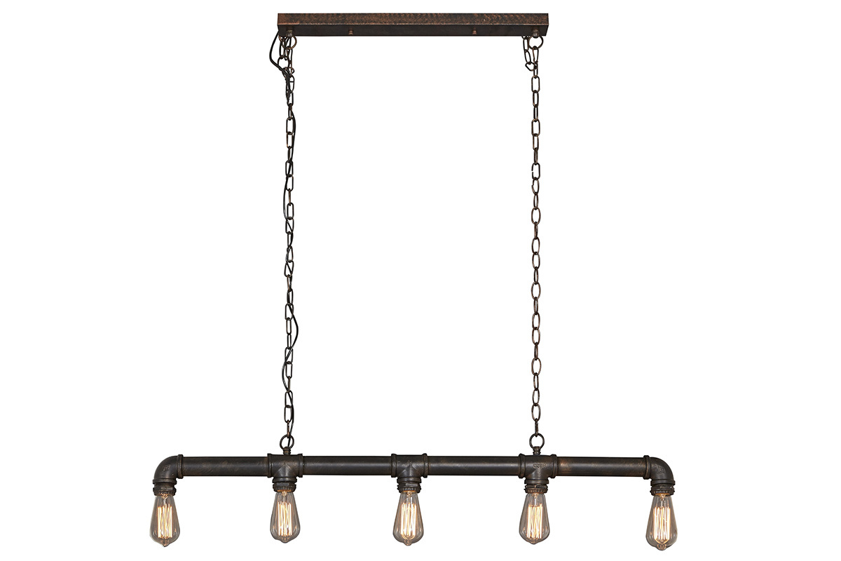 Suspension industrielle 5 lampes en mtal noir SLANG
