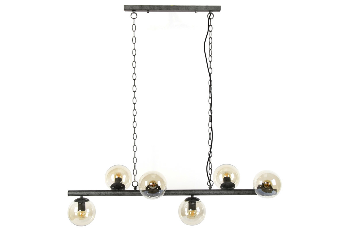 Suspension industrielle 6 lampes en mtal vieilli BLOW