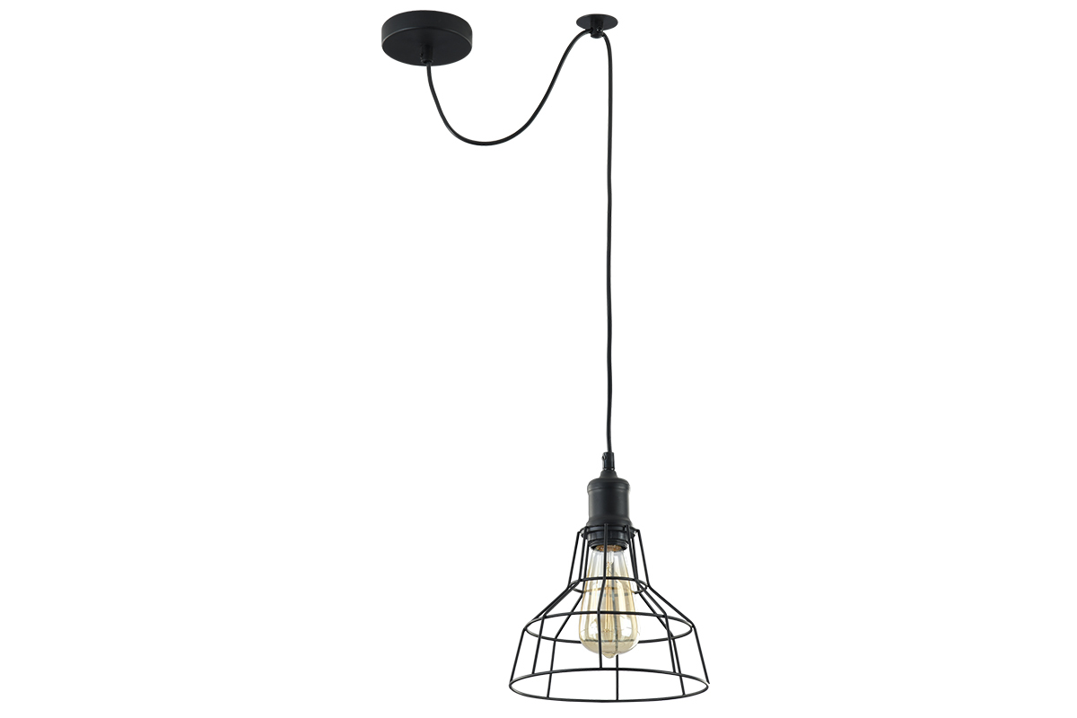 Suspension industrielle m�tal noir TELA