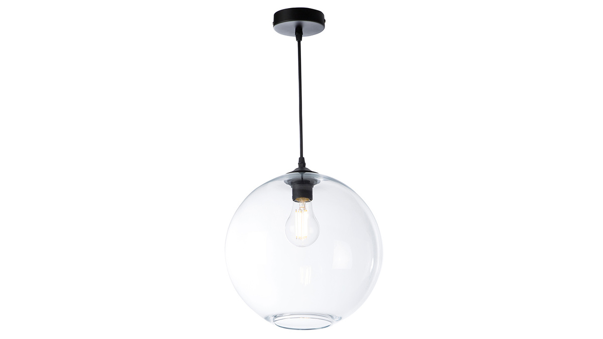 Suspension ronde globe en verre transparent D30 cm DUNA