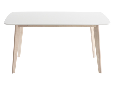 Table &agrave; manger design 150cm blanc et bois clair LEENA