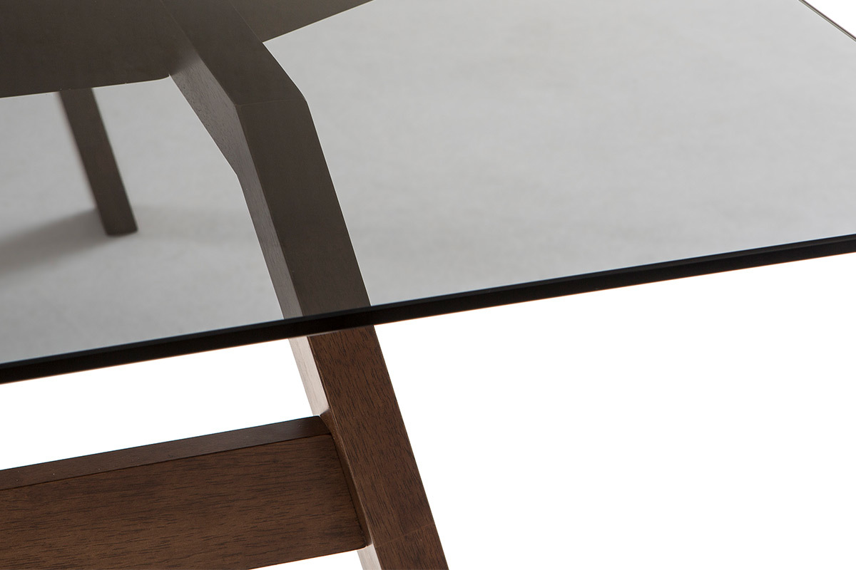 Table � manger design avec plateau en verre fum� noir 180 cm BACCO