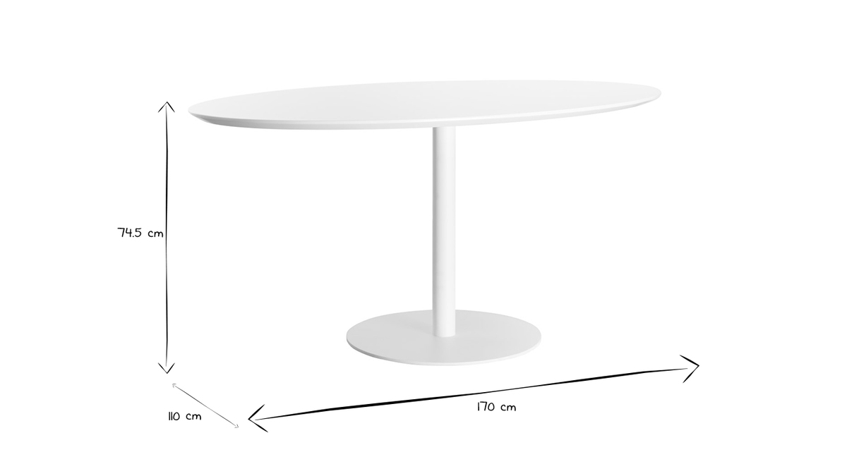 Table  manger design blanche ovale L169 cm HALIA