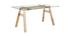 Table &agrave; manger design en verre transparent et bois L160 cm BACCO