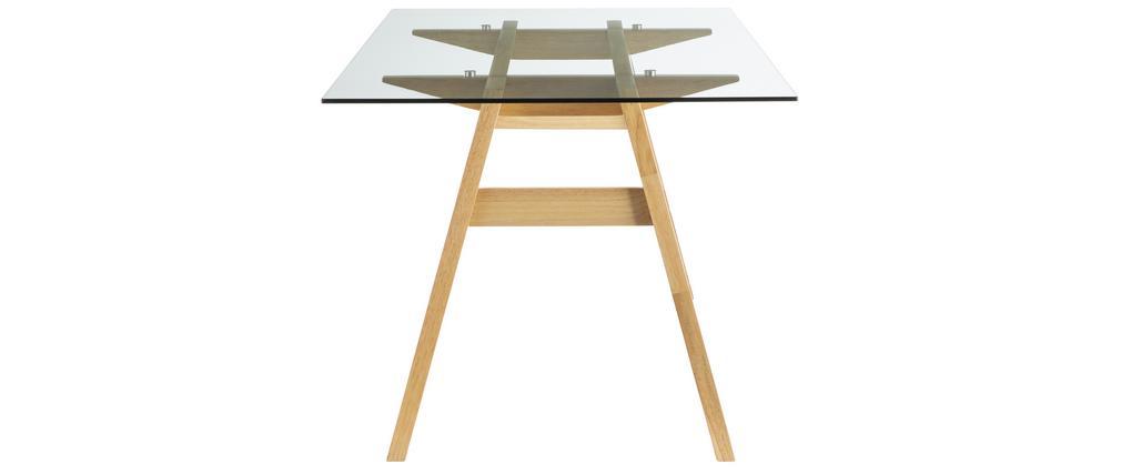 Table � manger design en verre transparent et bois L160 cm BACCO