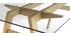 Table &agrave; manger design en verre transparent et bois L160 cm BACCO