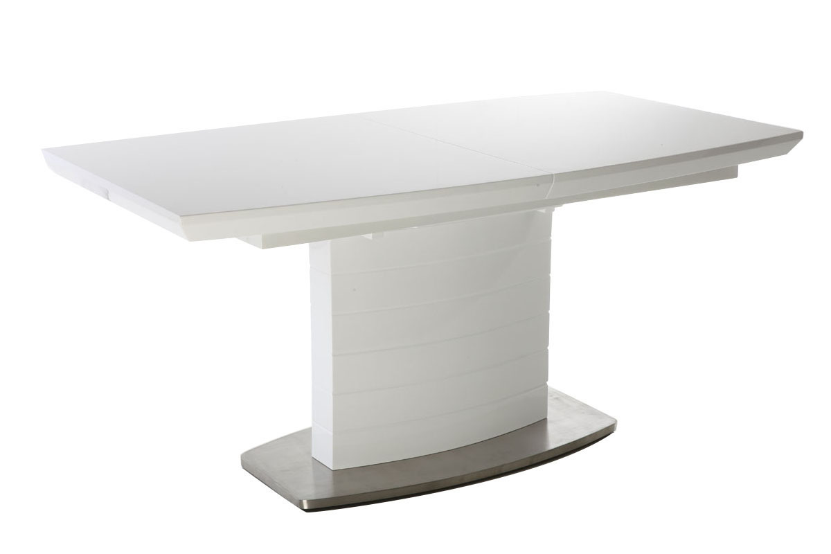 Table � manger design extensible blanc brillant L160-200 cm ERESOS