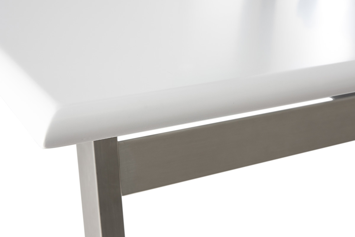 Table � manger design extensible blanche et m�tal L188-238 cm MARNY