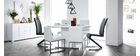 Table à manger design extensible blanche L160-200 cm CLEONES
