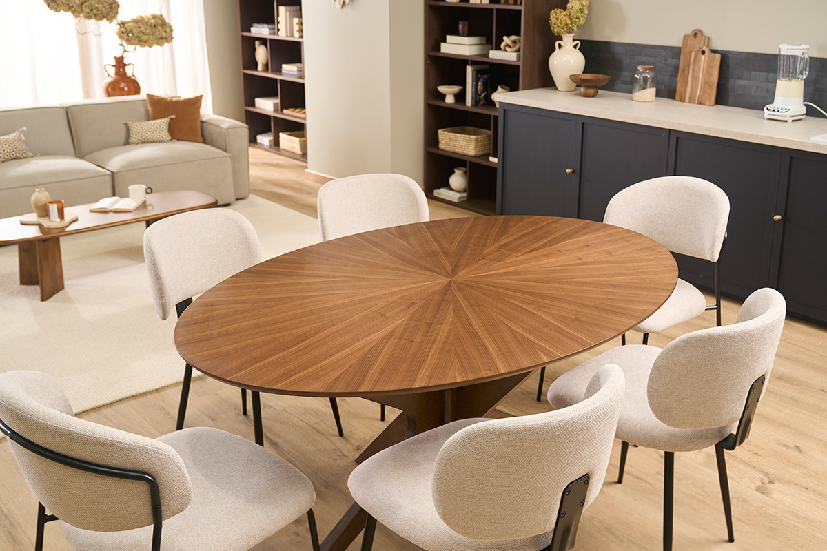 Table � manger design ovale noyer L160 cm DIELLI